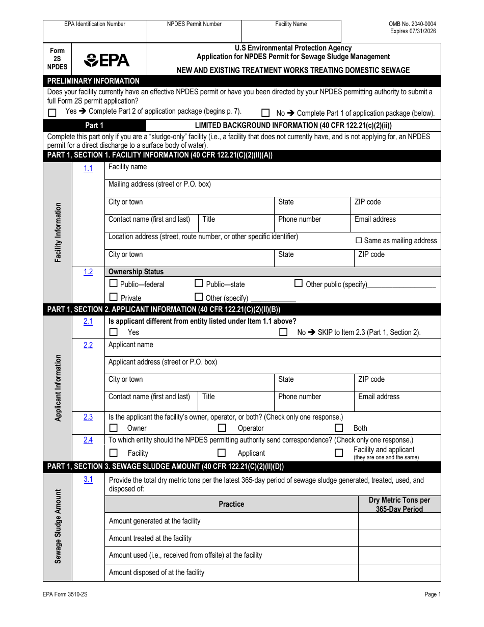 NPDES Form 2S (EPA Form 3510-2S) Application for Npdes Permit for Sewage Sludge Management - New and Existing Treatment Works Treating Domestic Sewage, Page 28