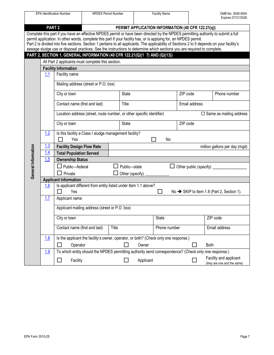 NPDES Form 2S (EPA Form 3510-2S) Application for Npdes Permit for Sewage Sludge Management - New and Existing Treatment Works Treating Domestic Sewage, Page 34