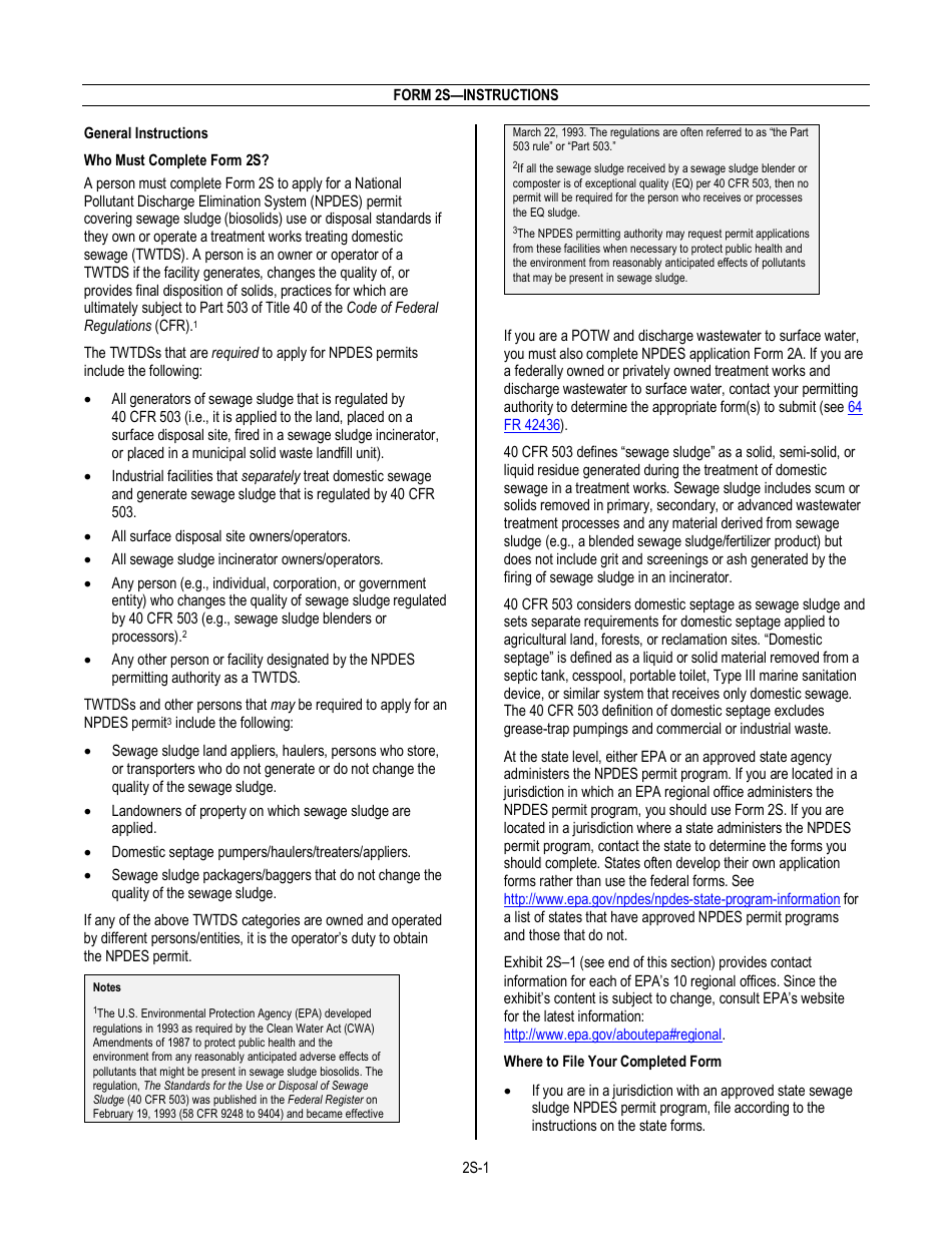 NPDES Form 2S (EPA Form 3510-2S) Application for Npdes Permit for Sewage Sludge Management - New and Existing Treatment Works Treating Domestic Sewage, Page 3