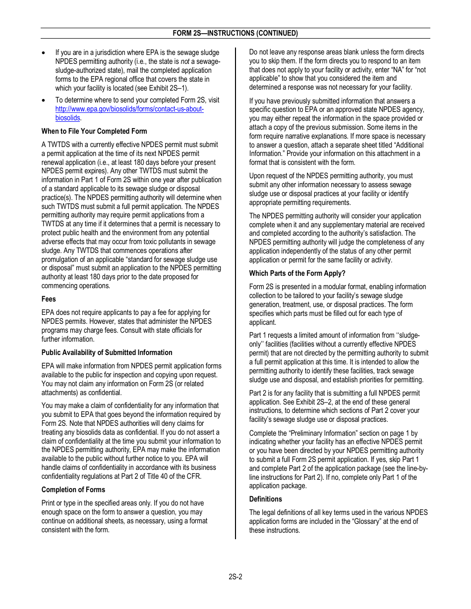 NPDES Form 2S (EPA Form 3510-2S) Application for Npdes Permit for Sewage Sludge Management - New and Existing Treatment Works Treating Domestic Sewage, Page 4