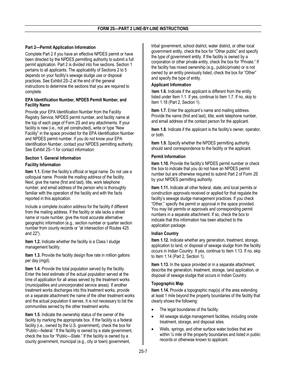 NPDES Form 2S (EPA Form 3510-2S) Application for Npdes Permit for Sewage Sludge Management - New and Existing Treatment Works Treating Domestic Sewage, Page 9