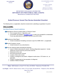 Document preview: Boiler/Pressure Vessel Plan Review Submittal Checklist - Nevada