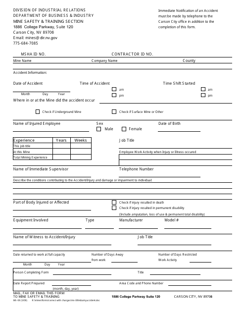 Form MS-08  Printable Pdf