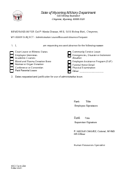 Document preview: HRO Form 204 Administrative Leave/Excused Absence Request - Wyoming