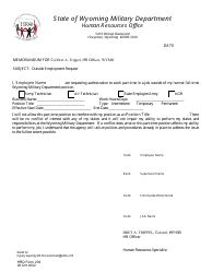 Document preview: HRO Form 202 Outside Employment Request - Wyoming