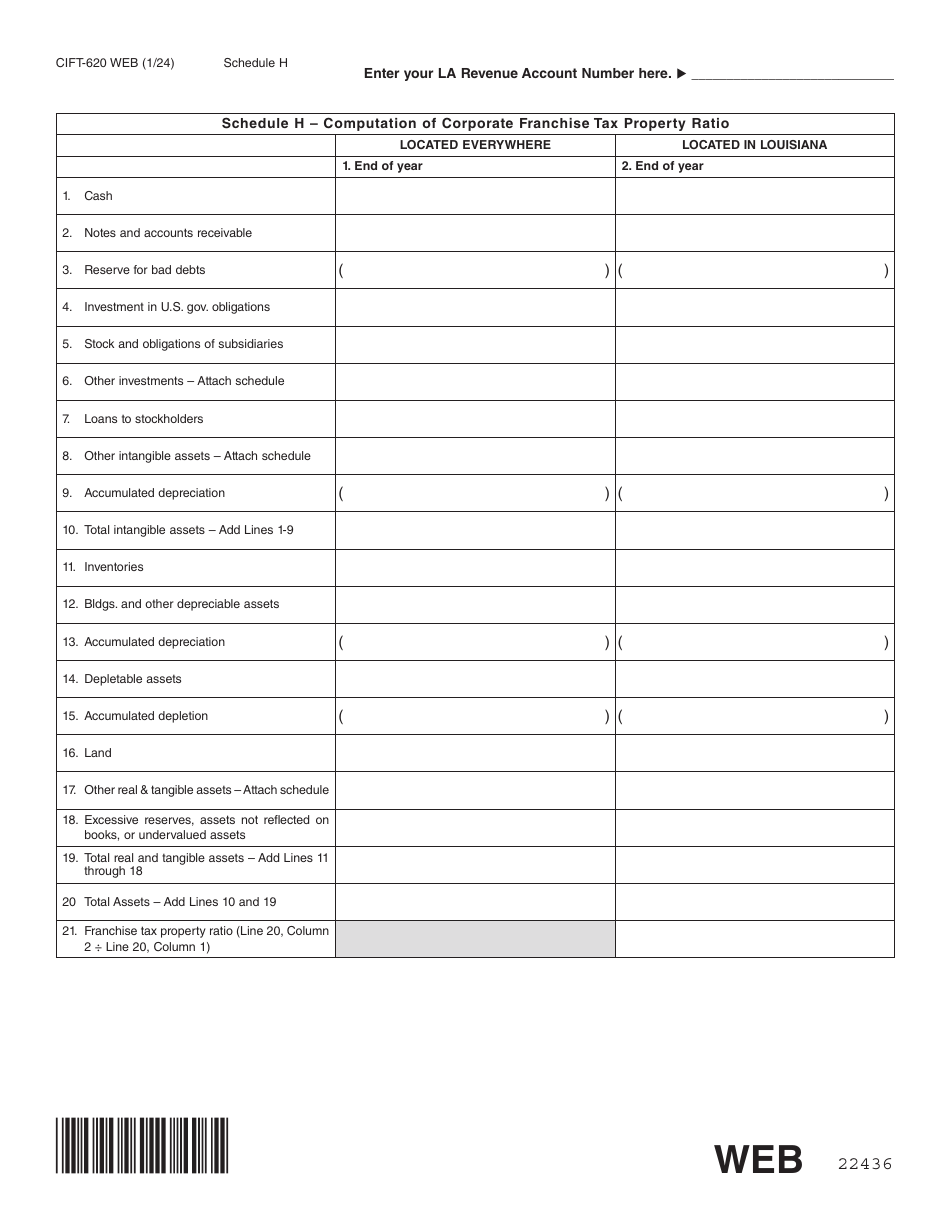 Form CIFT-620 Louisiana Corporation and Franchise Income Tax Return - Louisiana, Page 13