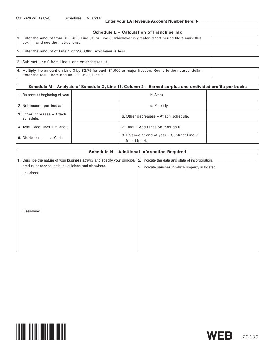 Form CIFT-620 Louisiana Corporation and Franchise Income Tax Return - Louisiana, Page 16