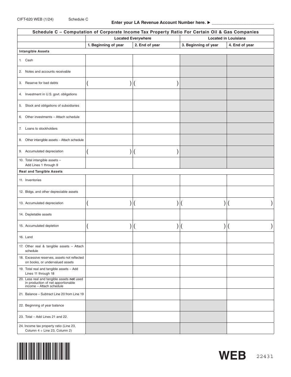 Form CIFT-620 Download Fillable PDF or Fill Online Louisiana ...