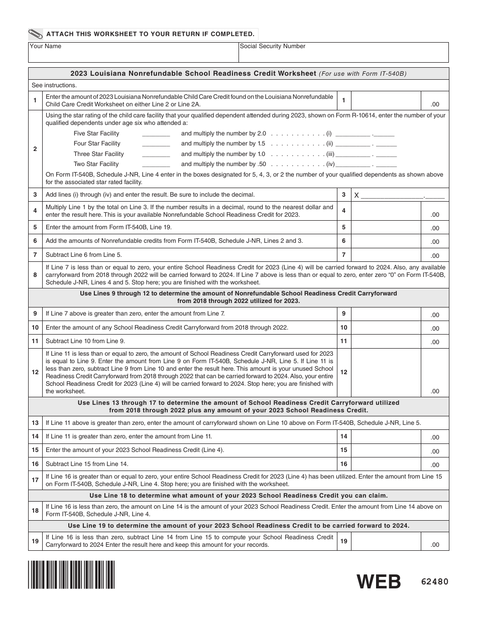 Form it 540b download fillable pdf or fill online louisiana nonresident