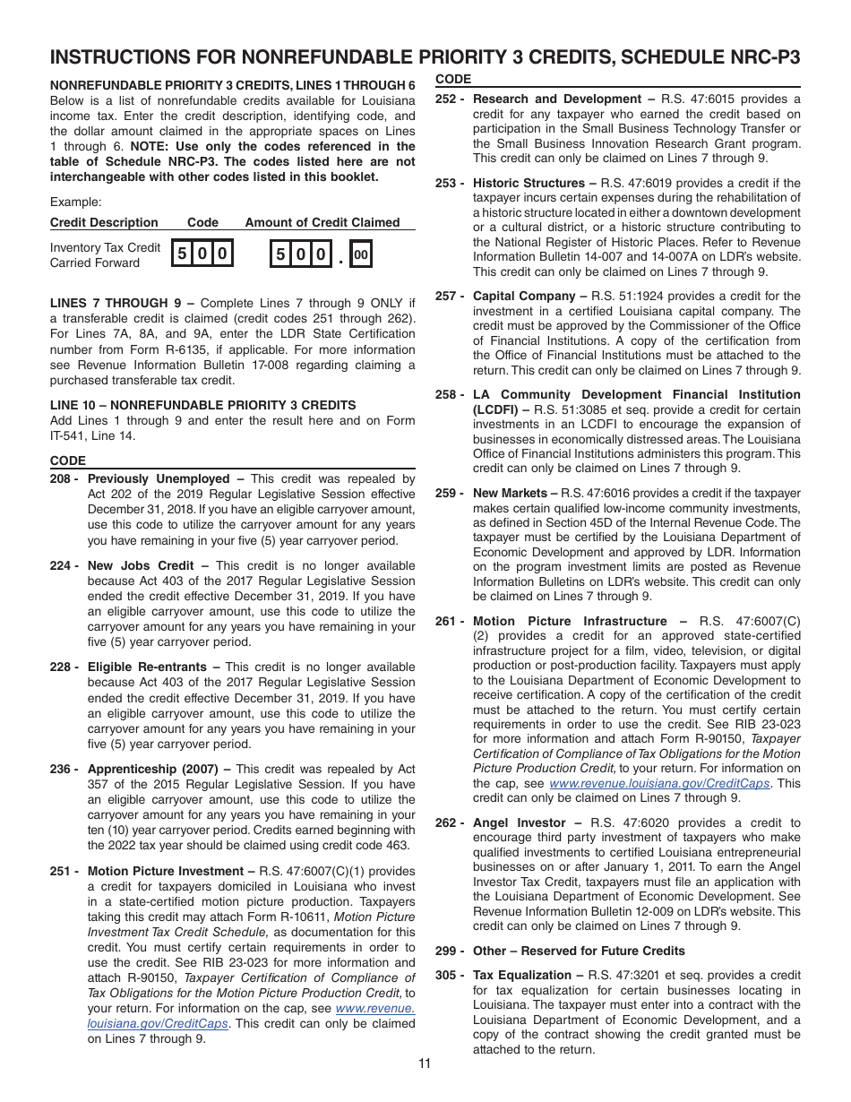 Instructions for Form IT-541 Fiduciary Income Tax Return - Louisiana, Page 11