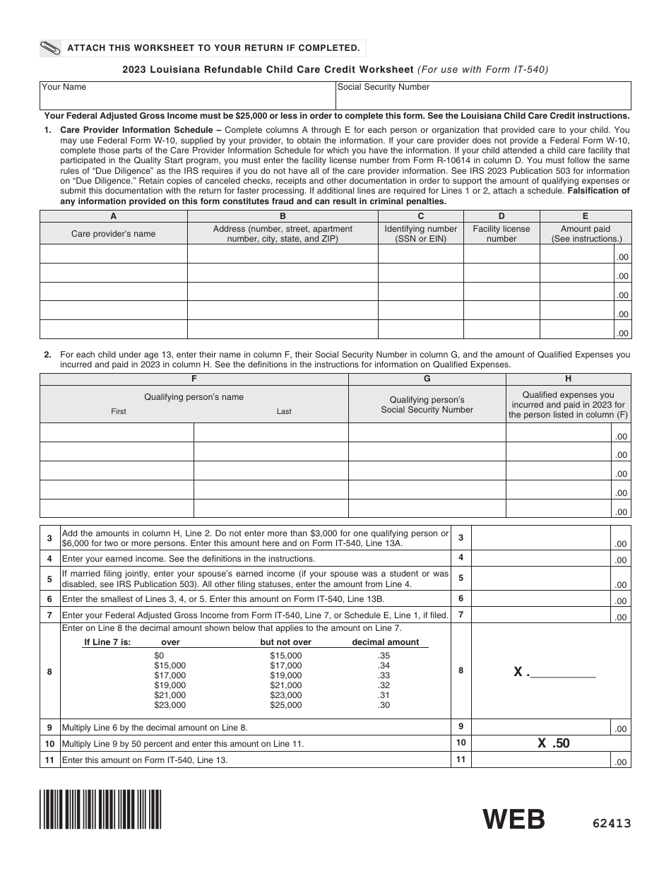 Form It 540 Download Fillable Pdf Or Fill Online Louisiana Resident Income Tax Return 2023 2938