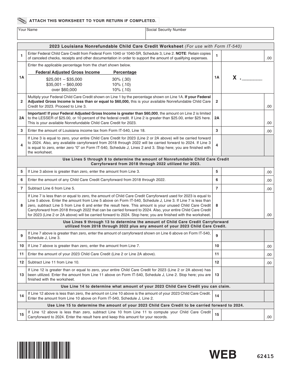 Form IT-540 Louisiana Resident Income Tax Return - Louisiana, Page 16