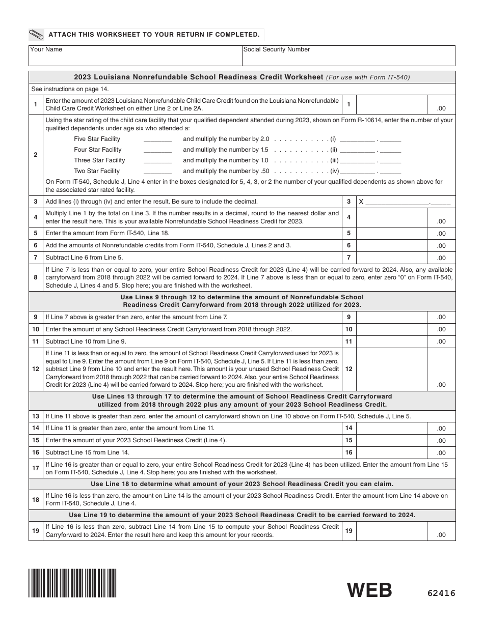 Form IT-540 Louisiana Resident Income Tax Return - Louisiana, Page 17