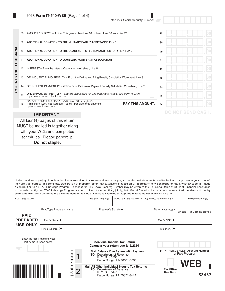 Form IT-540 Louisiana Resident Income Tax Return - Louisiana, Page 5