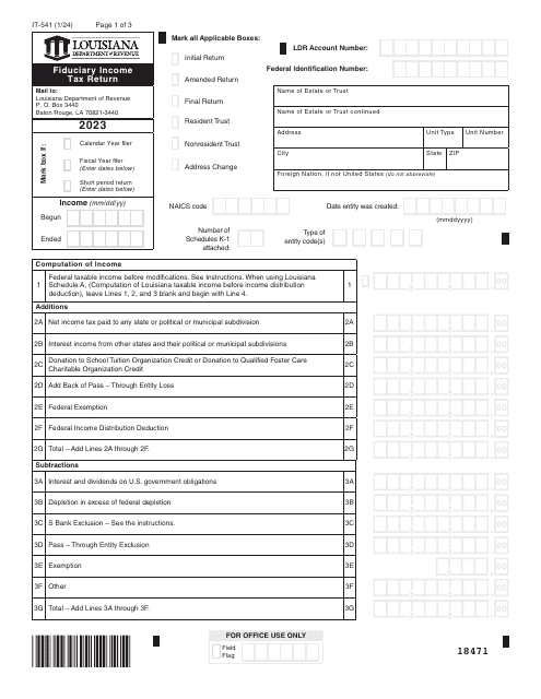 Form IT-541 Fiduciary Income Tax Return - Louisiana, 2023