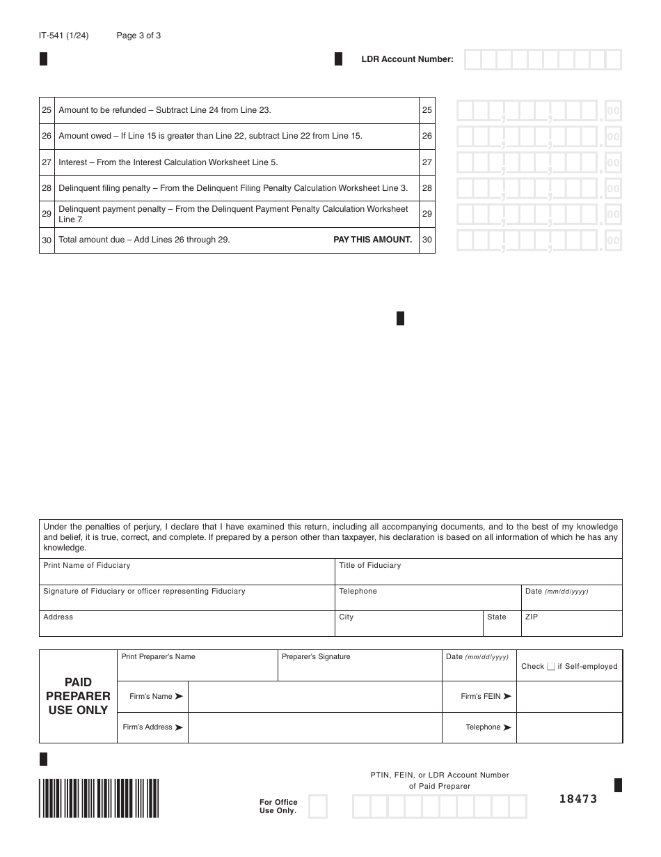 Form IT-541 Fiduciary Income Tax Return - Louisiana, Page 3