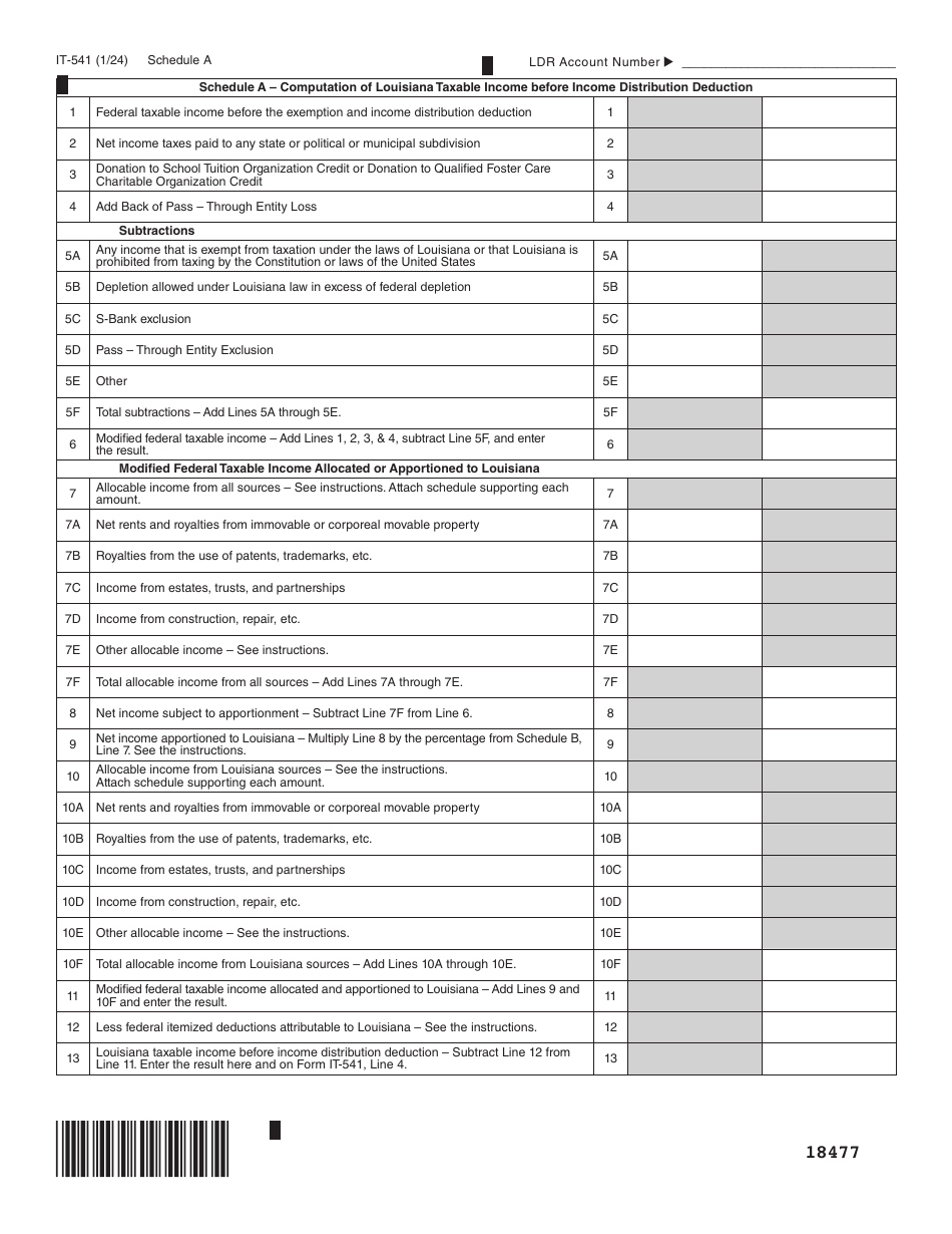 Form IT-541 Fiduciary Income Tax Return - Louisiana, Page 7