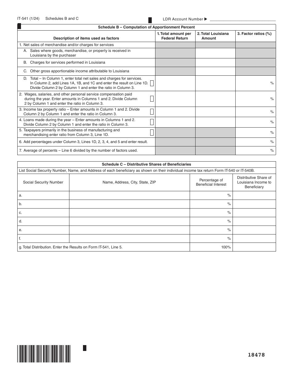 Form IT-541 Fiduciary Income Tax Return - Louisiana, Page 8
