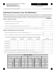 Document preview: Schedule U Individual Consumer's Use Tax Worksheet - Rhode Island, 2023