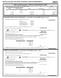 Document preview: Rhode Island Tax Rate Schedule and Worksheets - Rhode Island, 2023