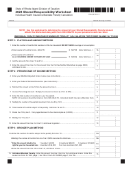 Document preview: Shared Responsibility Worksheet - Individual Health Insurance Mandate Penalty Calculation - Rhode Island, 2023