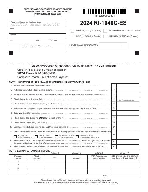 Form RI-1040C-ES 2024 Printable Pdf