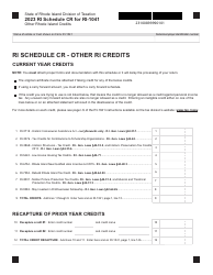 Document preview: Form RI-1041 Schedule CR Other Rhode Island Credits - Rhode Island