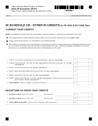 Document preview: Schedule CR-PT Other Rhode Island Credits for Ri-1065 & Ri-1120s - Rhode Island, 2023