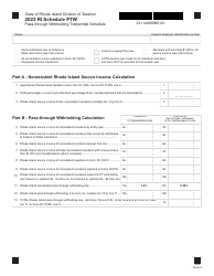 Document preview: Schedule PTW Pass-Through Withholding Transmittal Schedule - Rhode Island, 2023
