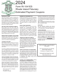 Document preview: Form RI-1041ES Rhode Island Fiduciary Estimated Payment Coupons - Rhode Island, 2024