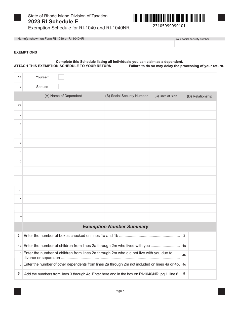 Form RI-1040NR Nonresident Individual Income Tax Return - Rhode Island, Page 5