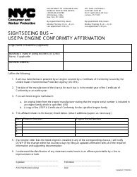 Document preview: Sightseeing Bus - Usepa Engine Conformity Affirmation - New York City