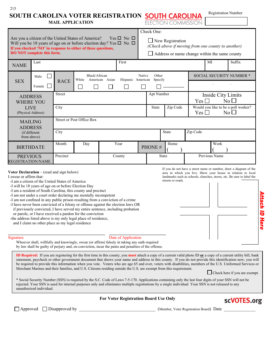 South Carolina Voter Registration Mail Application - South Carolina, Page 2