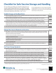 Document preview: Form P3035 Checklist for Safe Vaccine Storage and Handling