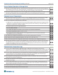 Form P3035 Checklist for Safe Vaccine Storage and Handling, Page 2