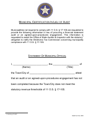 Document preview: Form SA&I2653 Municipal Certification in Lieu of Audit - Oklahoma