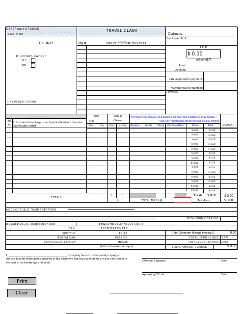 OSAI Form 1117  Printable Pdf