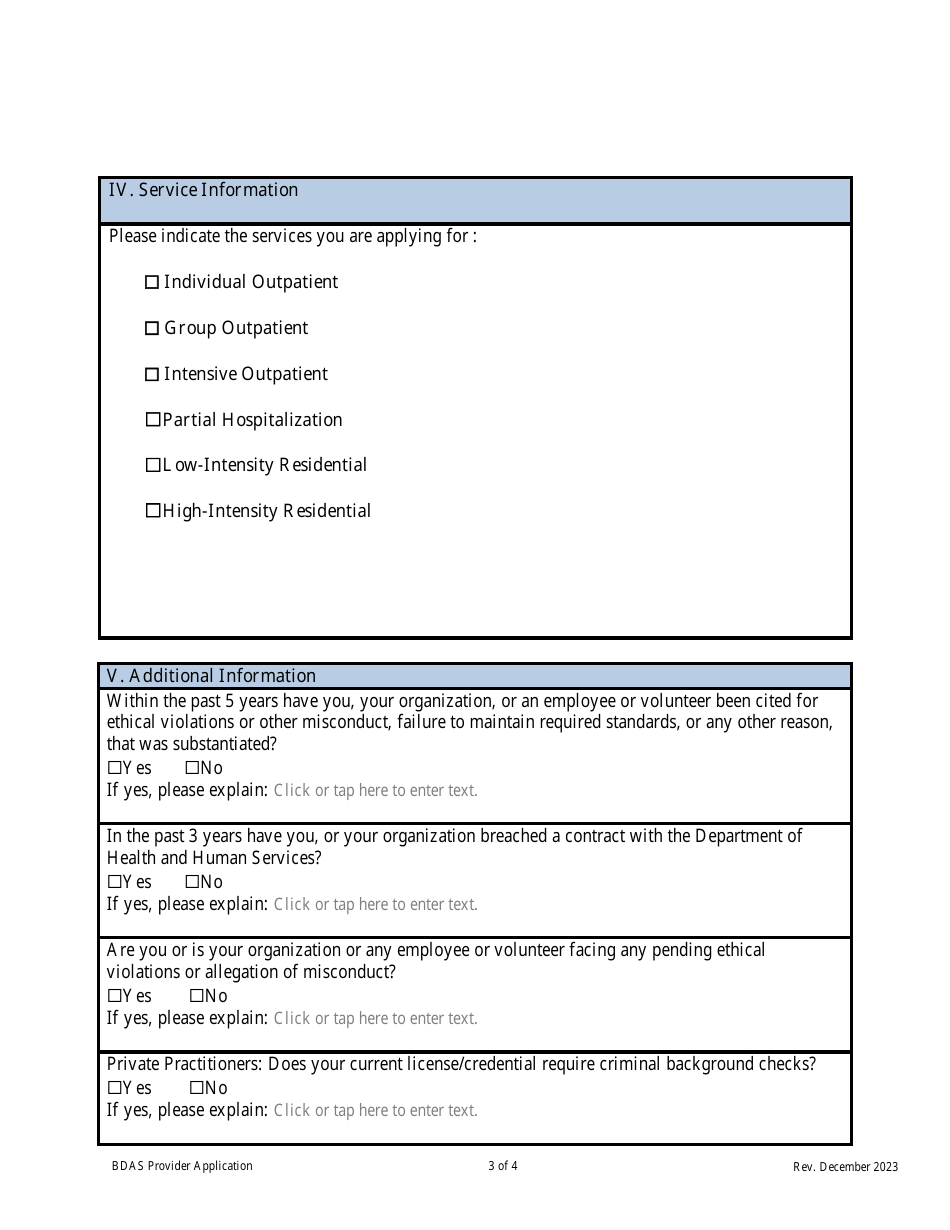 Impaired Driver Service Provider (Idsp) Application - New Hampshire, Page 3