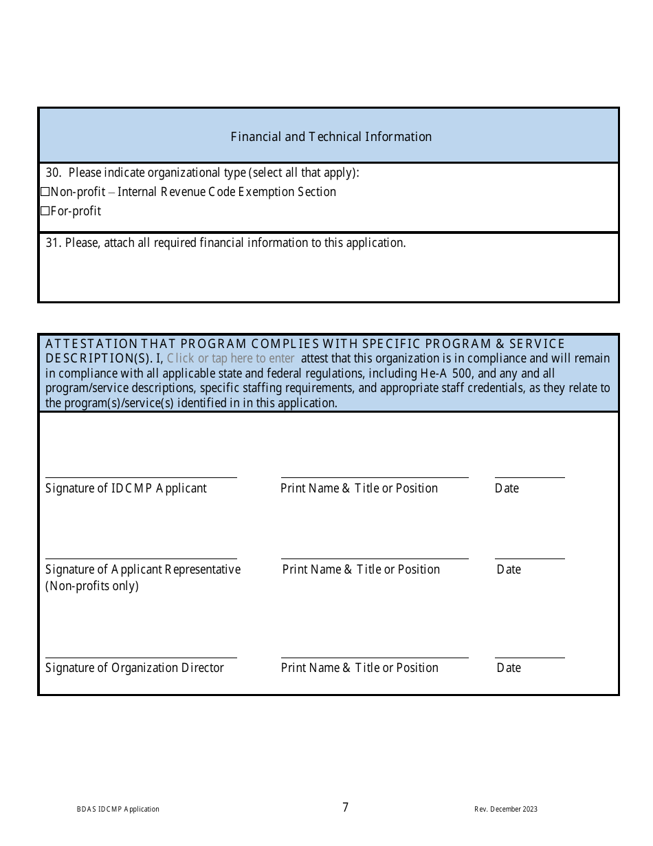 Impaired Driver Care Management Program (Idcmp) Application - New Hampshire, Page 7