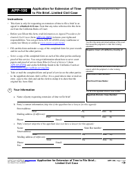 Document preview: Form APP-106 Application for Extension of Time to File Brief-Limited Civil Case - California