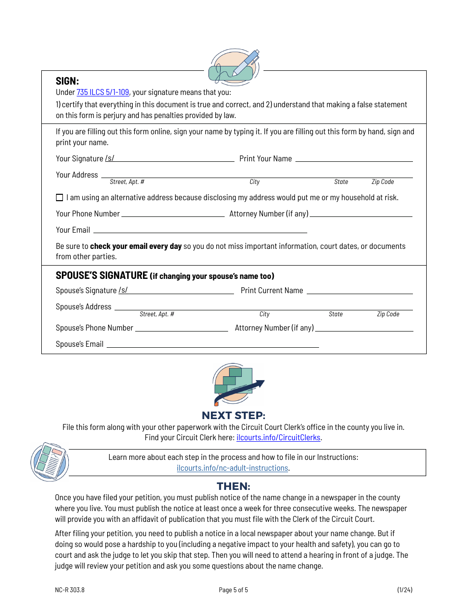Form NC-R303.8 Request for Name Change (Adult Name Change) - Illinois, Page 5
