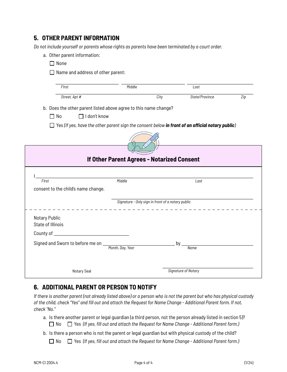 Form NCM-CI2004.4 Request for Name Change - Child Information (Minor Name Change) - Illinois, Page 4