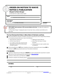 Document preview: Form NC-WNO307.2 Order on Motion to Waive Notice & Publication (Request for Name Change) - Illinois