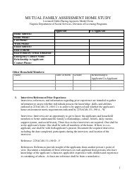 Mutual Family Assessment Model Form - Virginia, Page 2