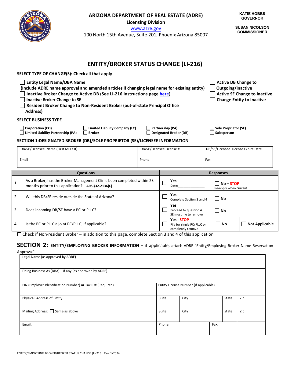 Form Li 216 Fill Out Sign Online And Download Fillable Pdf Arizona