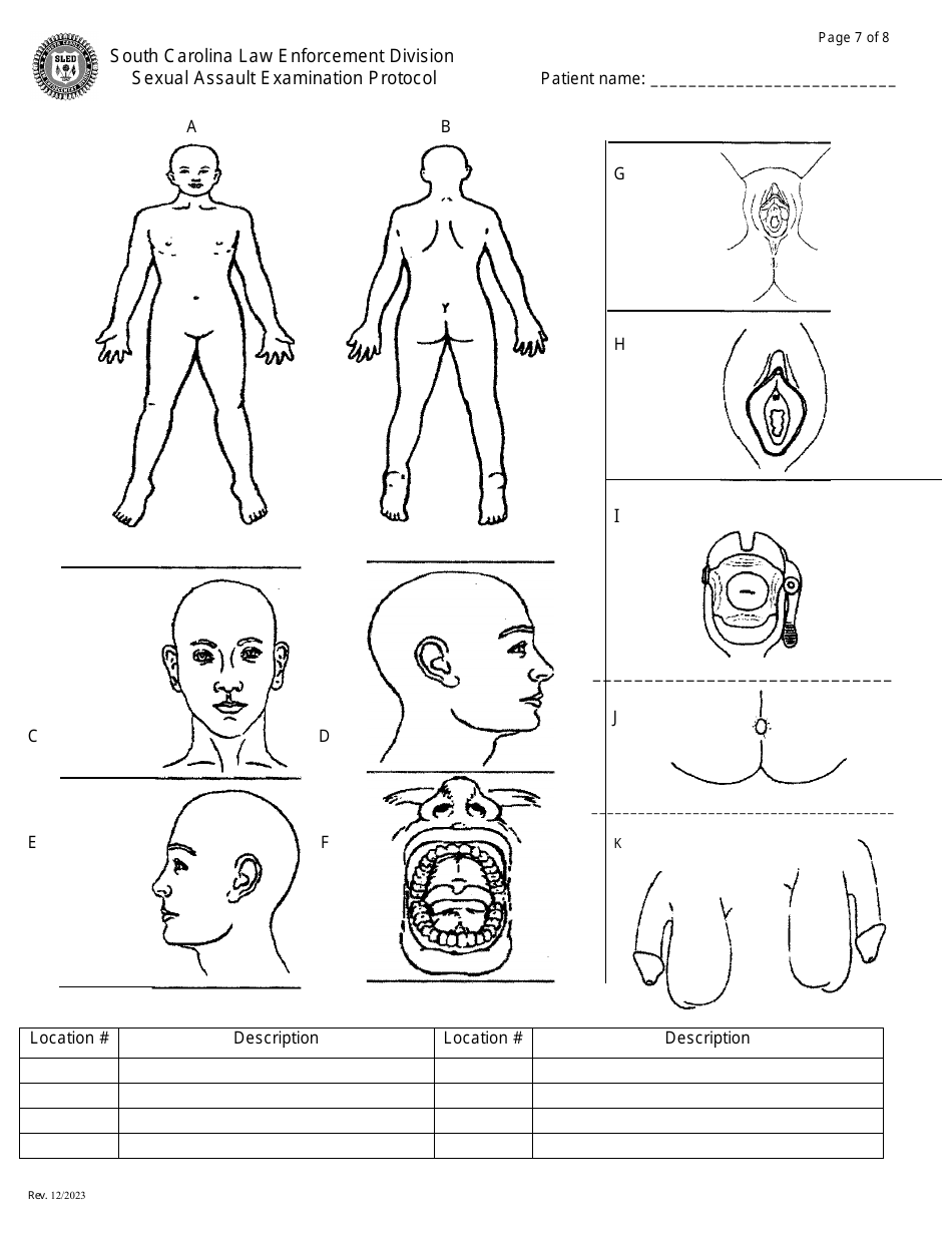 Sexual Assault Examination Protocol - Box-Style - South Carolina, Page 7