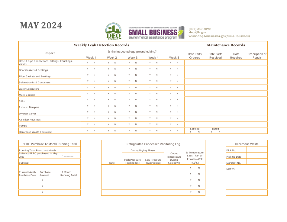 Louisiana Dry Cleaners - Compliance Calendar - Louisiana, Page 12