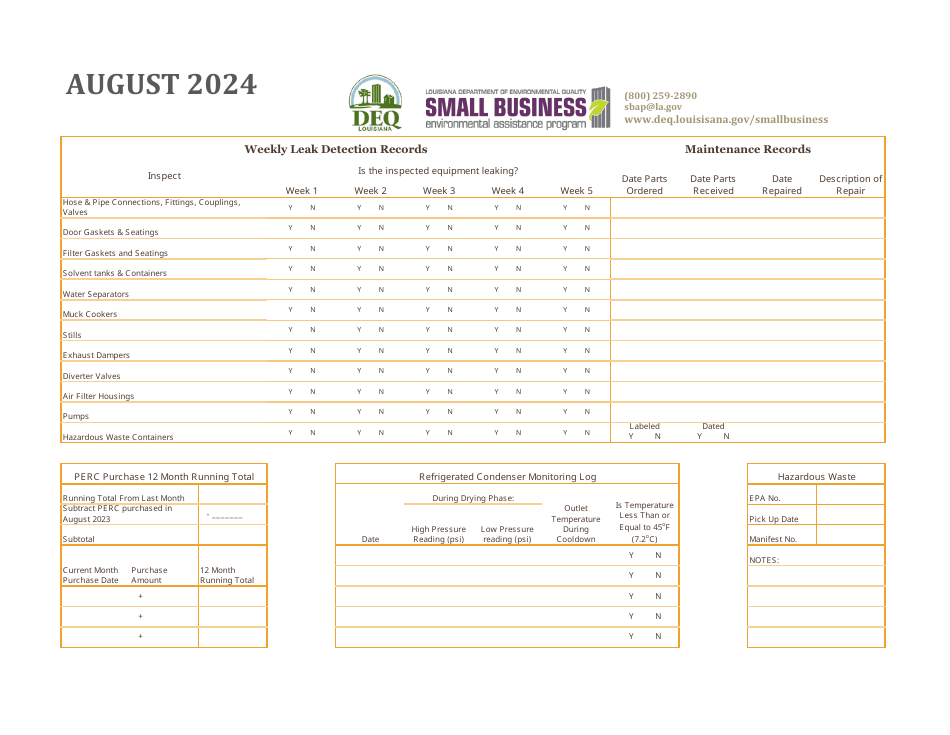 Louisiana Dry Cleaners - Compliance Calendar - Louisiana, Page 18