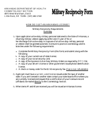 Document preview: Military Reciprocity Form - Arkansas