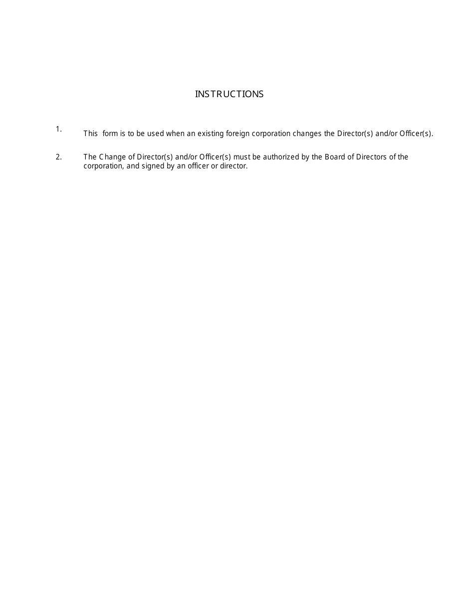 Form SS346A Statement of Change of Directors and / or Officers of a Foreign Corporation - Louisiana, Page 3